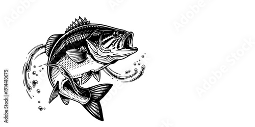 large bass fish in the mount jumping from the water
