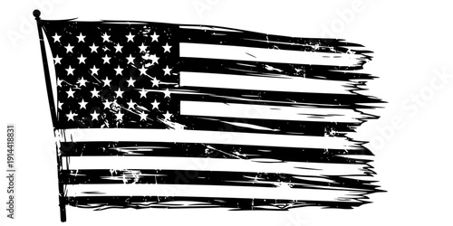 Distressed american flag, Distressed american flag silhouette, Distressed american flag vector illustration, Vintage american flag vector set
