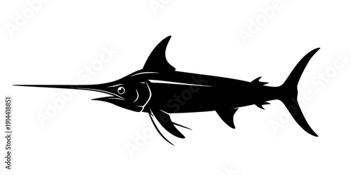 Swordfish silhouette, Sword fish vector, Sword fish, Swordfish clipart, Swordfish icon, Fish silhouette
