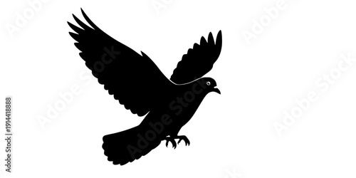 pigeon bird black silhouette vector, Simple silhouette Design vector icon with white background. Wild bird
