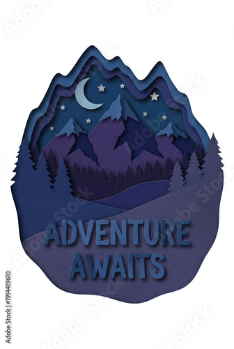 Adventure Awaits Night Mountain Paper Art