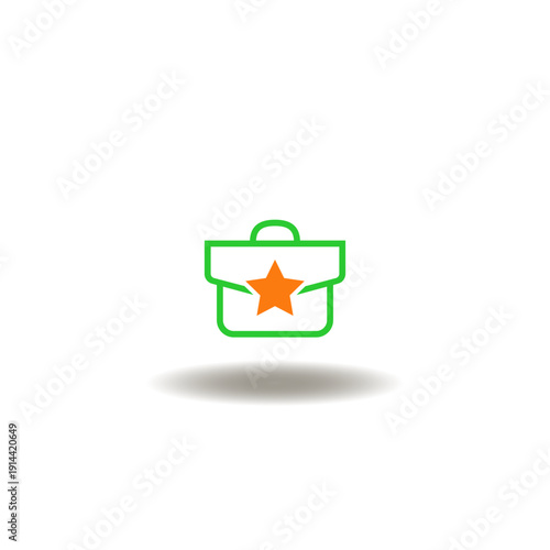 Vector illustration of briefcase with star. Symbol of MBA Master of Business Administration.