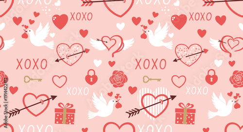 Valentines Day Love Heart Pattern Design.