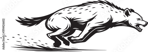 Leopard Snow leopard wildlife scene running dynamic detailed linocut illustration for logo packaging label use