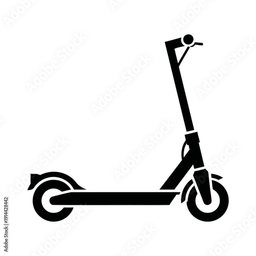 Electric Scooter Silhouette Icon – Urban Mobility Transport Vector Isolated on White Background