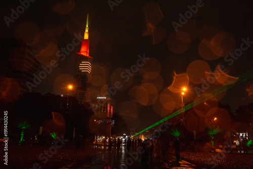 Rainy Batumi and architecture of Georgia in the night. high resolution photo.
