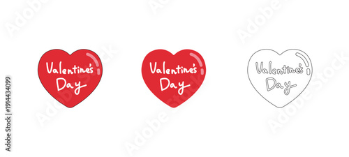 鮮やかな赤色のハートモチーフが並ぶバレンタインのギフト用ラベル | 2月のイベントやスイーツ広告の装飾素材