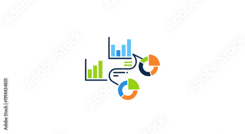 Colorful Business Graphs and Charts Illustration.