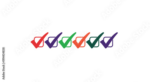 Colorful Checkmark Symbols in Row.