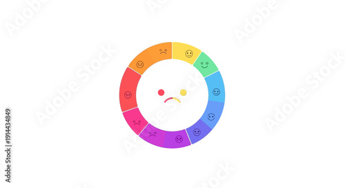 Colorful Circular Emotion Face Icon.