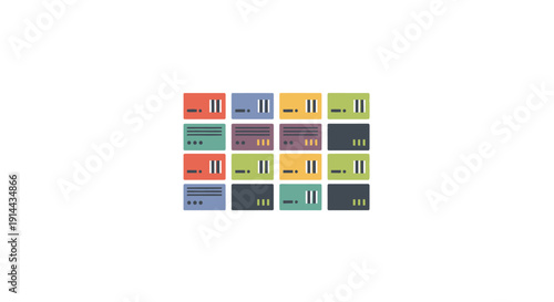 Colorful credit card chip components.