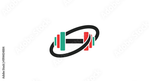 Colorful dumbbell weightlifting fitness icon.