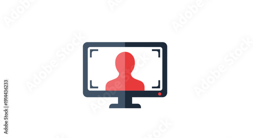 Computer Monitor Displaying Red Silhouette Person.