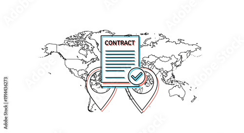 Contract Agreement World Map Hearts.