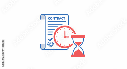 Contract Document with Clock and Hourglass.