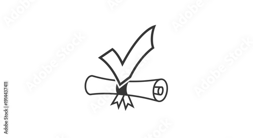 Diploma Certificate with Checkmark Approval.