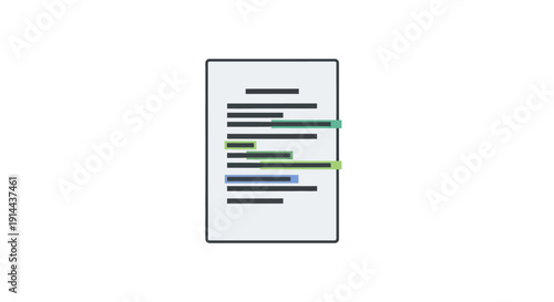 Document with highlighted text lines.