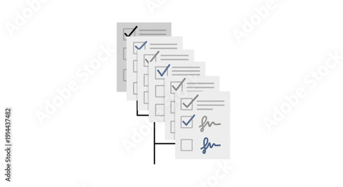 Documents with Checkmarks and Signatures.