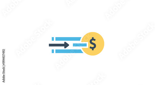 Dollar Coin Moving Towards Arrow Direction.