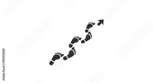 Footprints in a straight line.