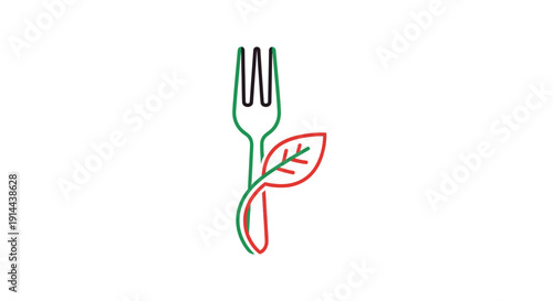 Fork with leaf design eating utensil.