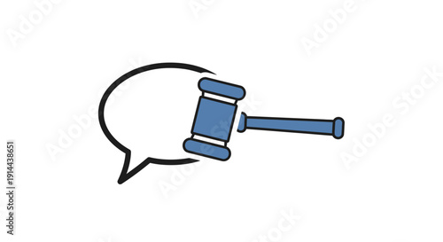 Gavel Inside Speech Bubble Symbol Justice.