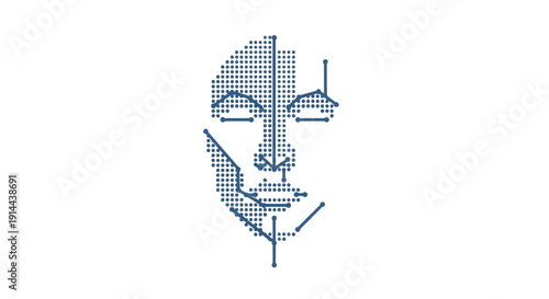 Geometric Wireframe Human Face Profile View.