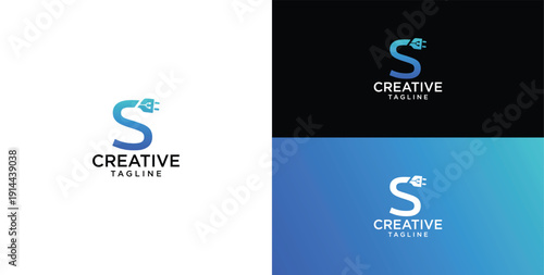 Digital technology logo icon vector. S initial logo design.