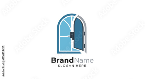 Blue Door Logo Design Template.