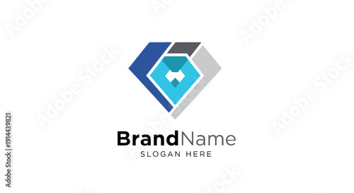 Modern Logo Design Template with Geometric Shapes.