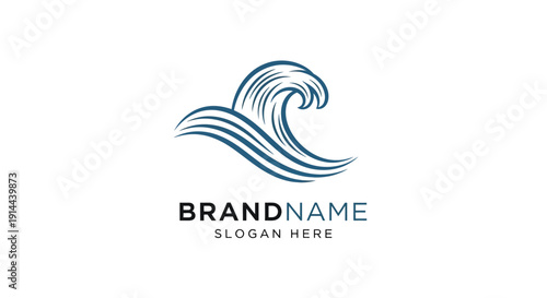 Ocean Wave Logo Design Template Illustration.