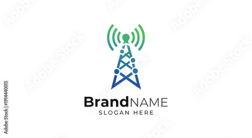 Telecommunication Tower Logo Design Template.