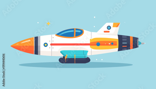 Cartoon Spacecraft Illustration in Retro Style