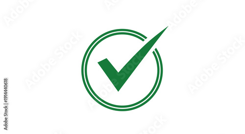 Green Checkmark Icon in Circle Symbol.