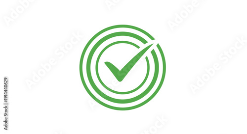 Green Checkmark Icon in Concentric Circles.