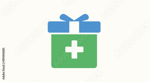 Green Gift Box with Medical Cross.