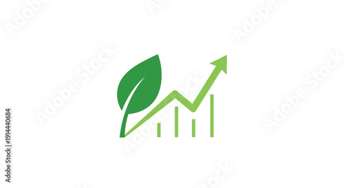 Green leaf eco growth chart symbol.
