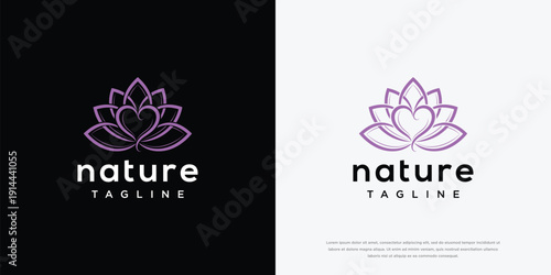 Elegant Lotus Heart Nature Logo Design - Purple Floral Icon for Wellness  Beauty Brands.