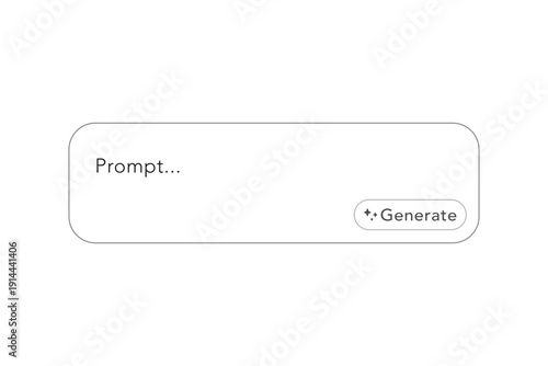 User interface element of a prompt input box for generative AI or LLM with copy space and a generate button in vector