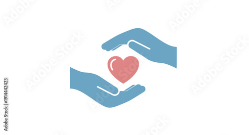 Hands holding a red heart symbol.