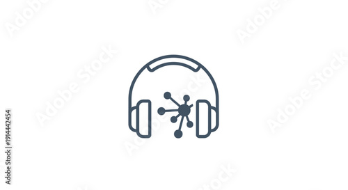 Headphones with sound waves logo symbol.