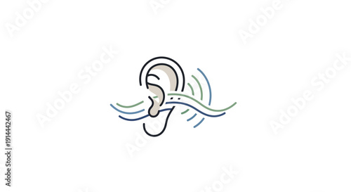 Hearing Loss Ear Illustration.