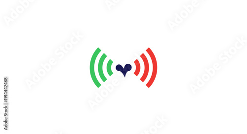 Heart with signal waves logo symbol.