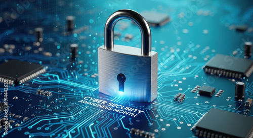 Wallpaper Mural Cybersecurity data protection network security digital lock information security online safety cyber awareness computer circuit secure technology cyber defense Cybersecurity data protection Torontodigital.ca