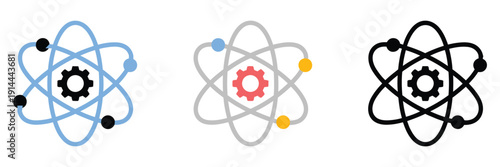 Fusion icon set in multiple styles, including vector illustrations for flat, outline, and glyph designs, perfect for science, energy, tech, innovation, and user interface or business graphic