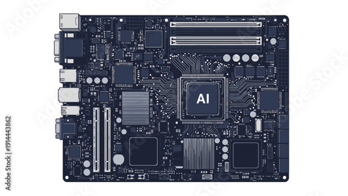AI Computer Motherboard Circuit.