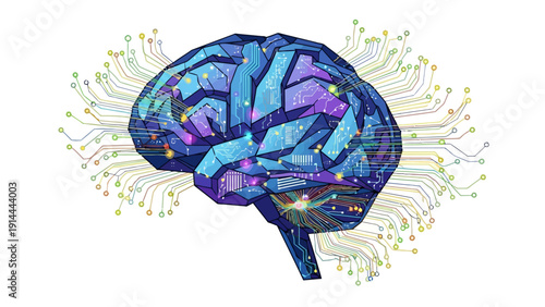 Brain with circuit connections.