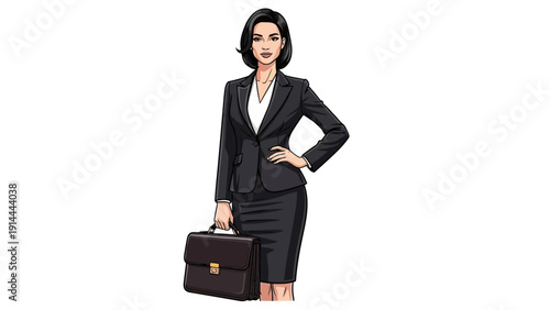 Business Woman Holding Briefcase.