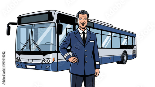 Bus Driver Standing Front.