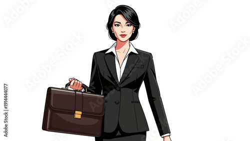 Businesswoman Holding Briefcase Walking.